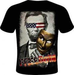 Gda Get Down Art Abraham Lincoln Freedom Mask Flag USA America T-Shirt