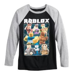 Boys Black & Grey Roblox Raglan Long Sleeve T-Shirt (SMALL)
