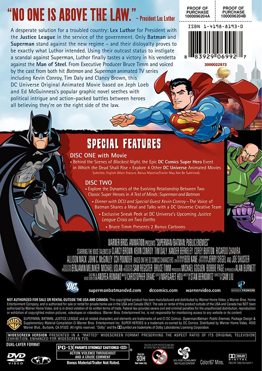 Superman/Batman: Public Enemies (Special Edition) - DVD Region 1 - Image 2