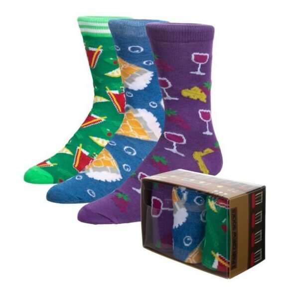Happy Hour Themed 3 Pair Crew Box Set