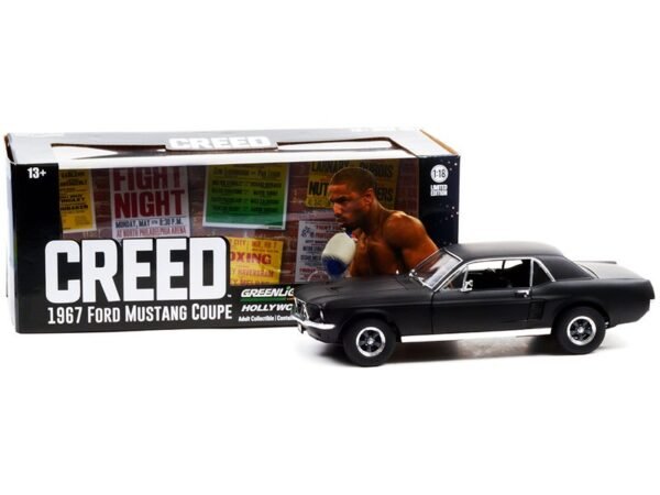 1967 Ford Mustang Coupe Matt Black (Adonis Creed's) Creed (2015) Movie 1/18 Diecast Model Car by Greenlight