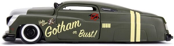 1951 Mercury Matt Green with Harley Quinn Diecast Figurine DC Comics Bombshells" Series 1/24 Diecast Model Car by Jada - Image 6