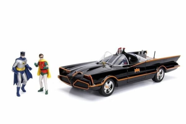 Classic TV Series Batmobile Batman and Robin Figures 1/18 Diecast Model Car by Jada