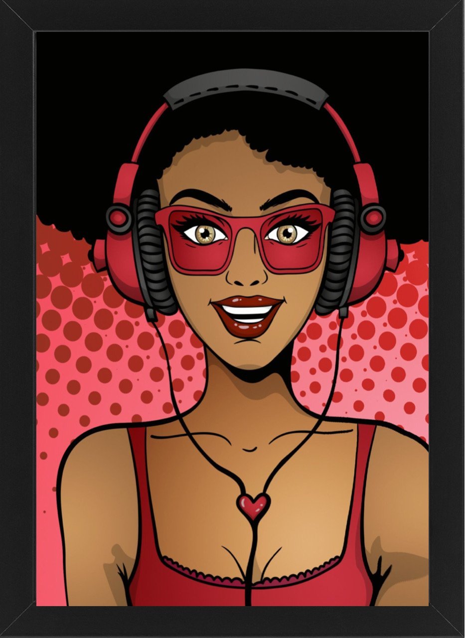 Headphone girl Framed Photo Art Print