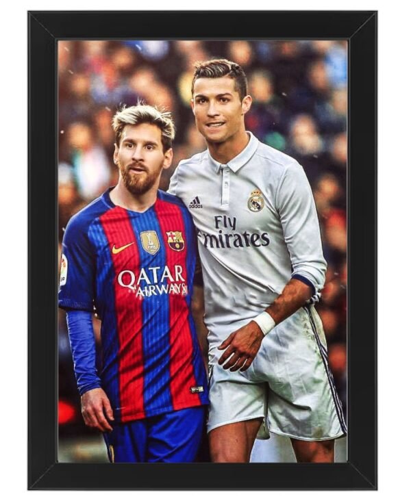 Lionel Messi and Cristiano Ronaldo framed Photo Art Print