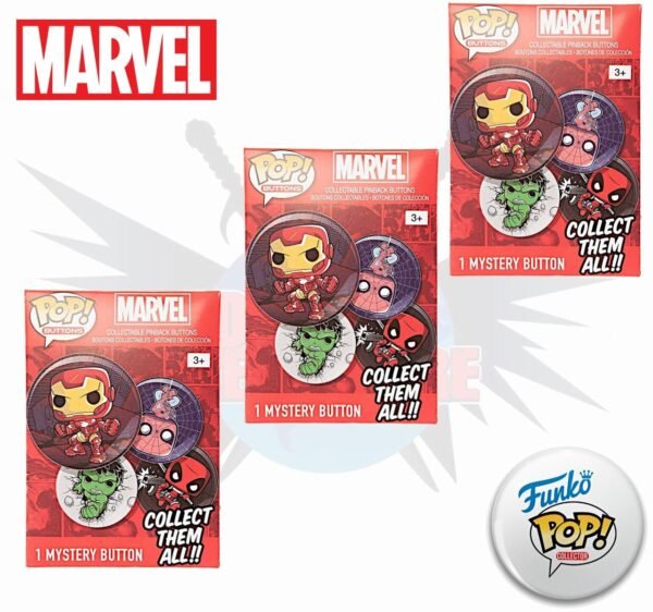 Marvel Collectible Pinback Button Funko Pop! Mystery Button - Set of 3