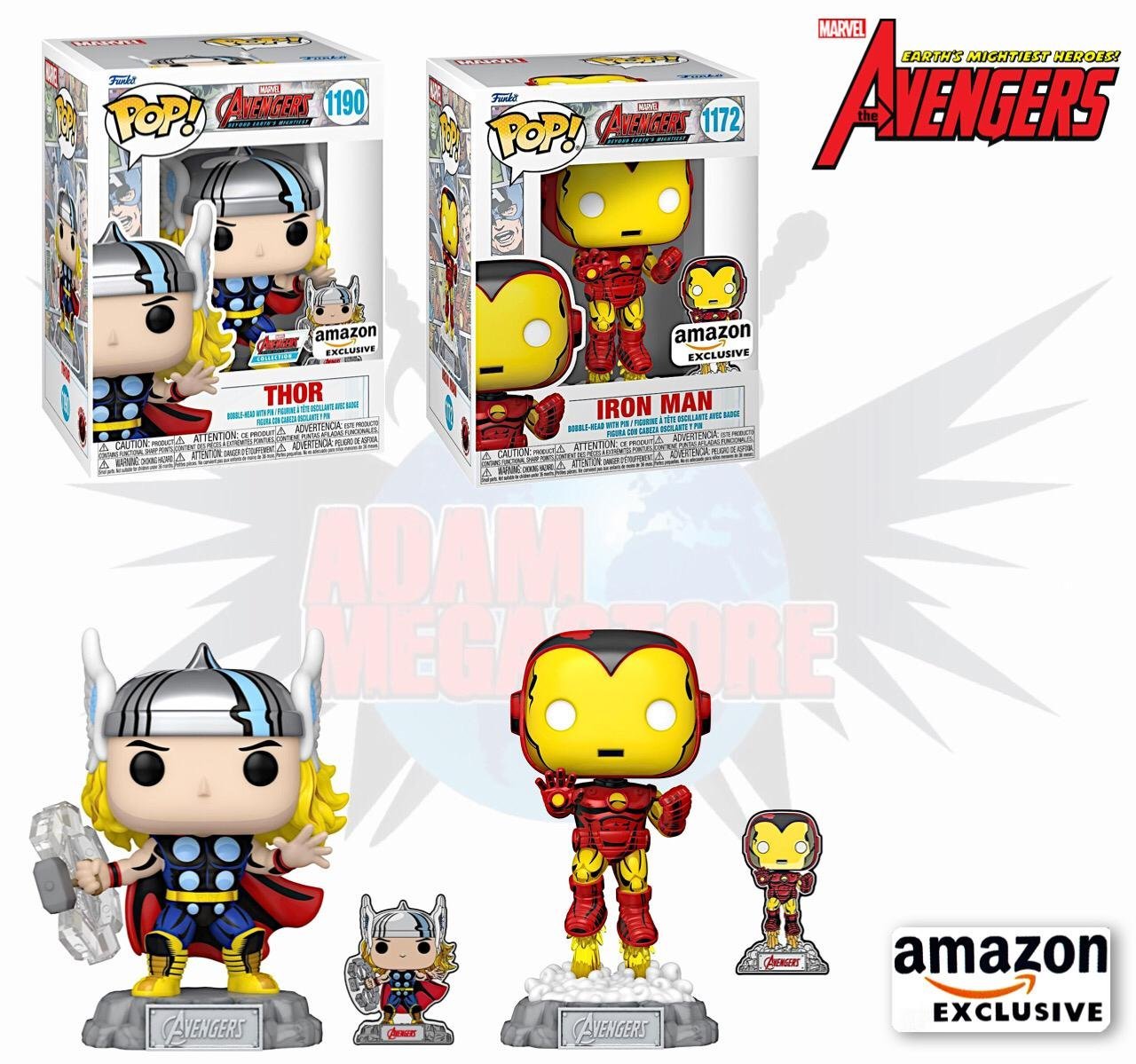 Set of 2 Pop’s ! & Pin: The Avengers: Earth’s Mightiest Heroes – 60th Anniversary (Amazon Exclusive)