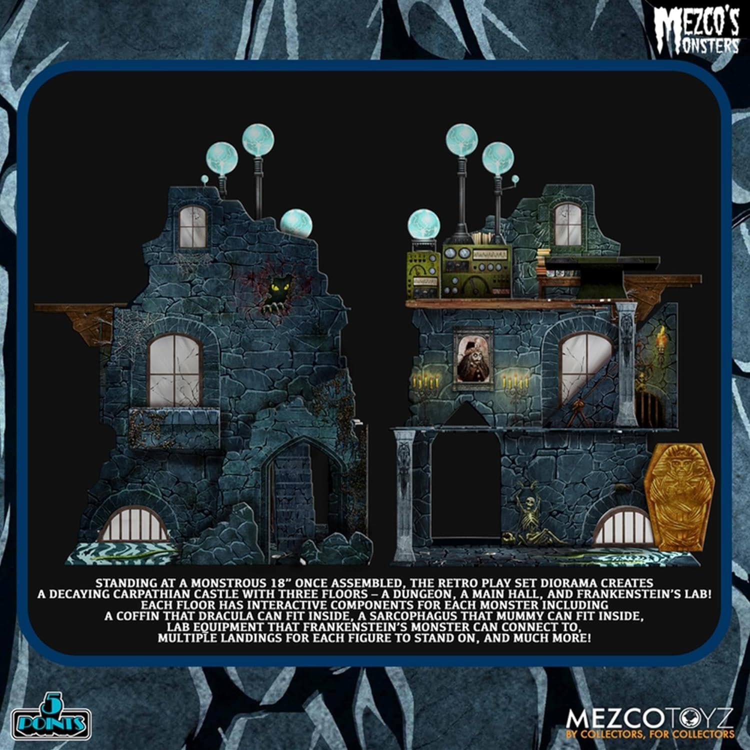 Mezco: 5 Points Monsters Tower Of Fear Deluxe Box Set Action Figures - Image 9