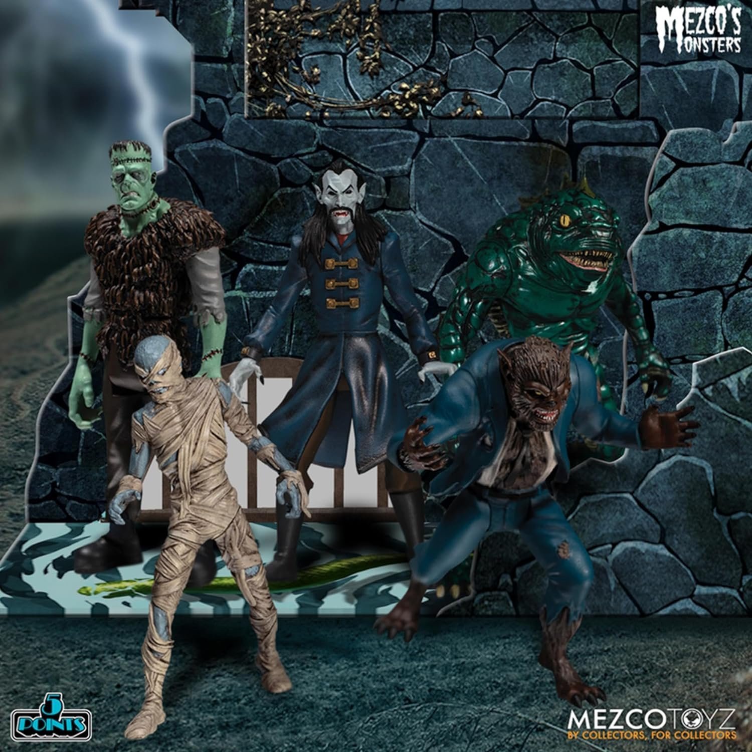 Mezco: 5 Points Monsters Tower Of Fear Deluxe Box Set Action Figures - Image 11