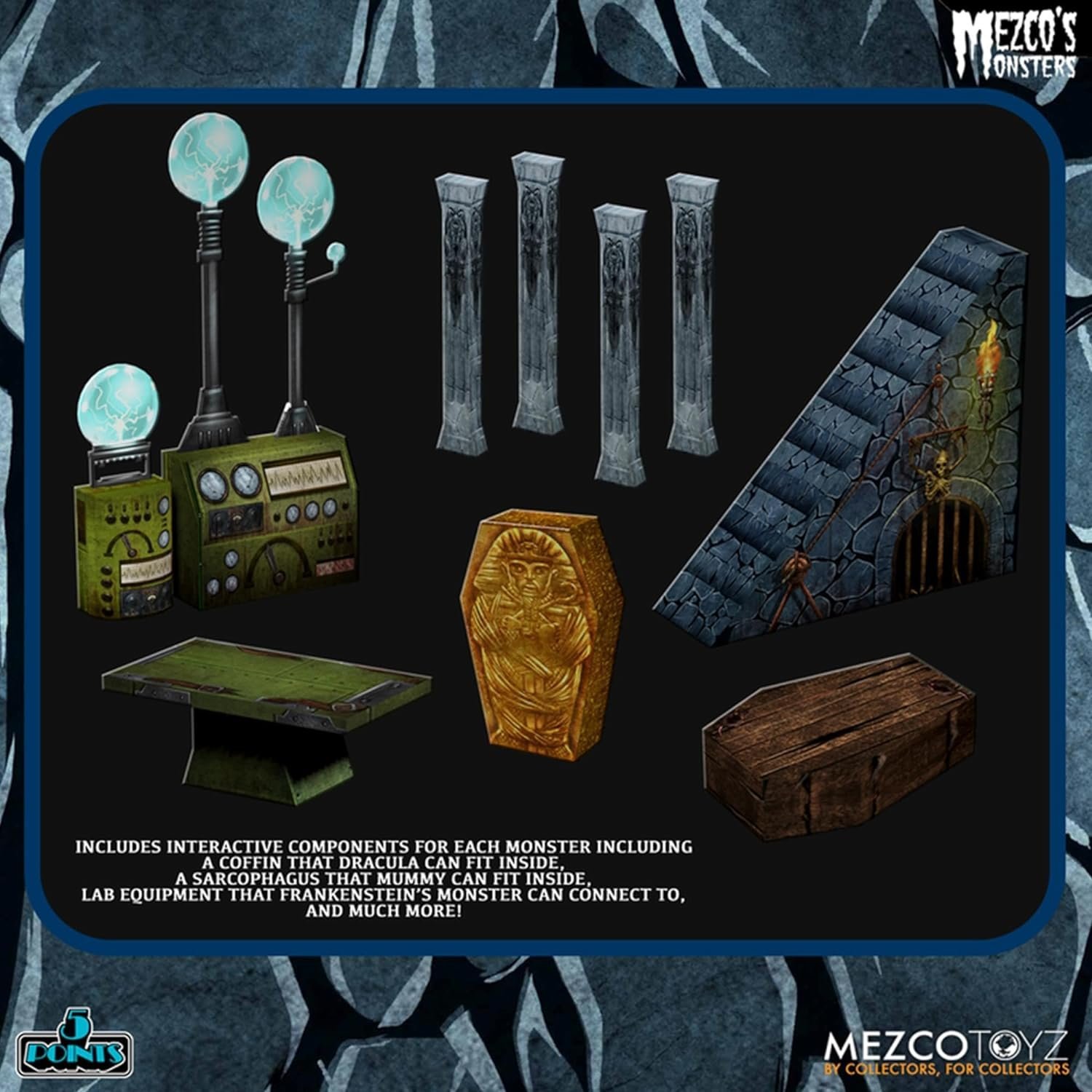 Mezco: 5 Points Monsters Tower Of Fear Deluxe Box Set Action Figures - Image 12