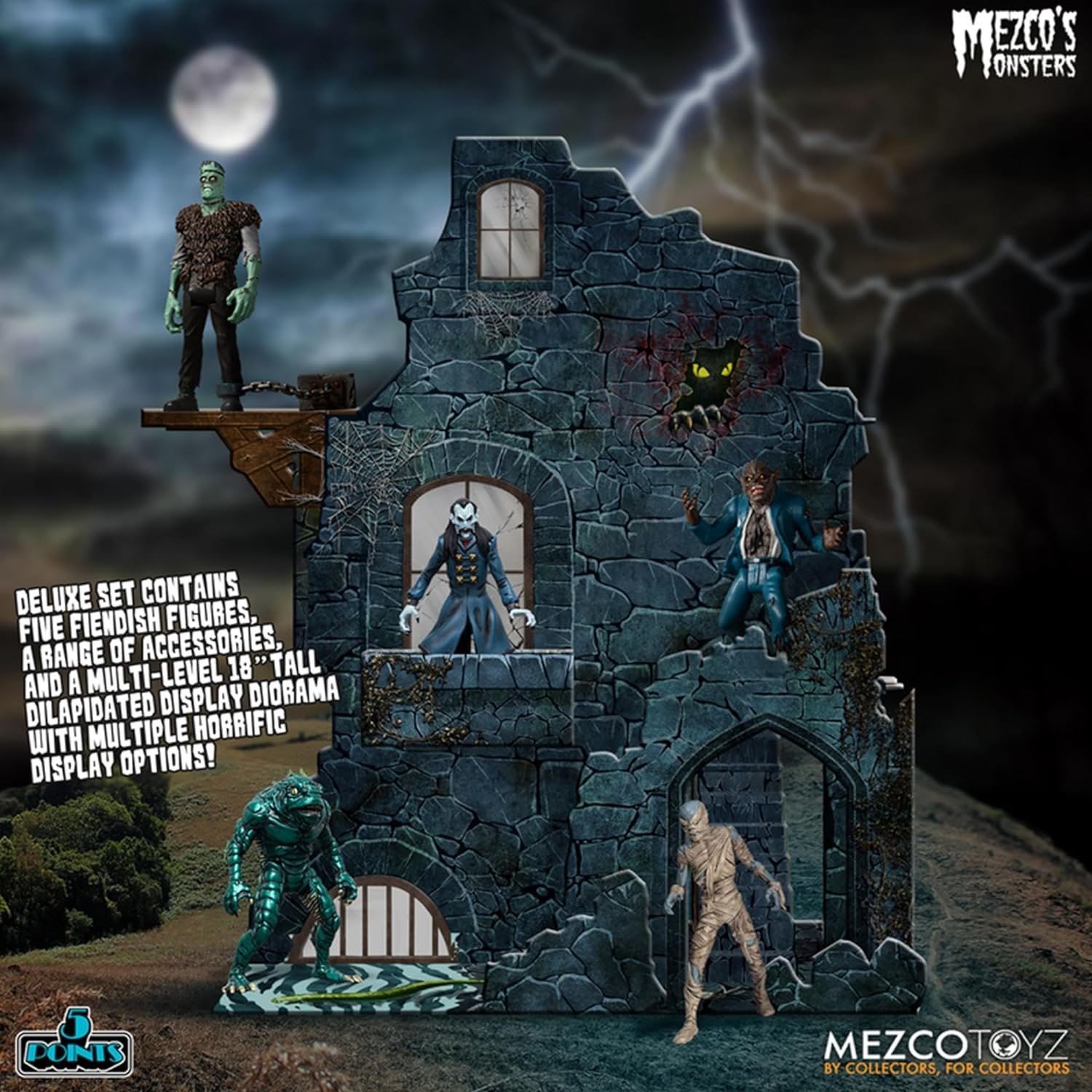 Mezco: 5 Points Monsters Tower Of Fear Deluxe Box Set Action Figures - Image 13
