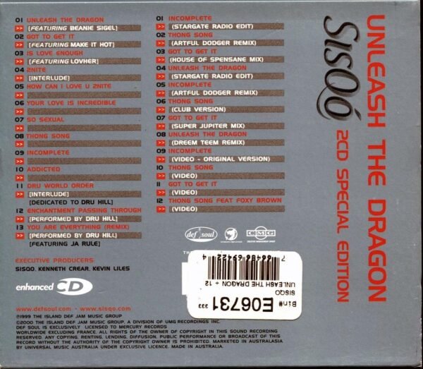 Audio CD: Sisqo - Unleash the Dragon (2 CD Special Edition) - Image 2