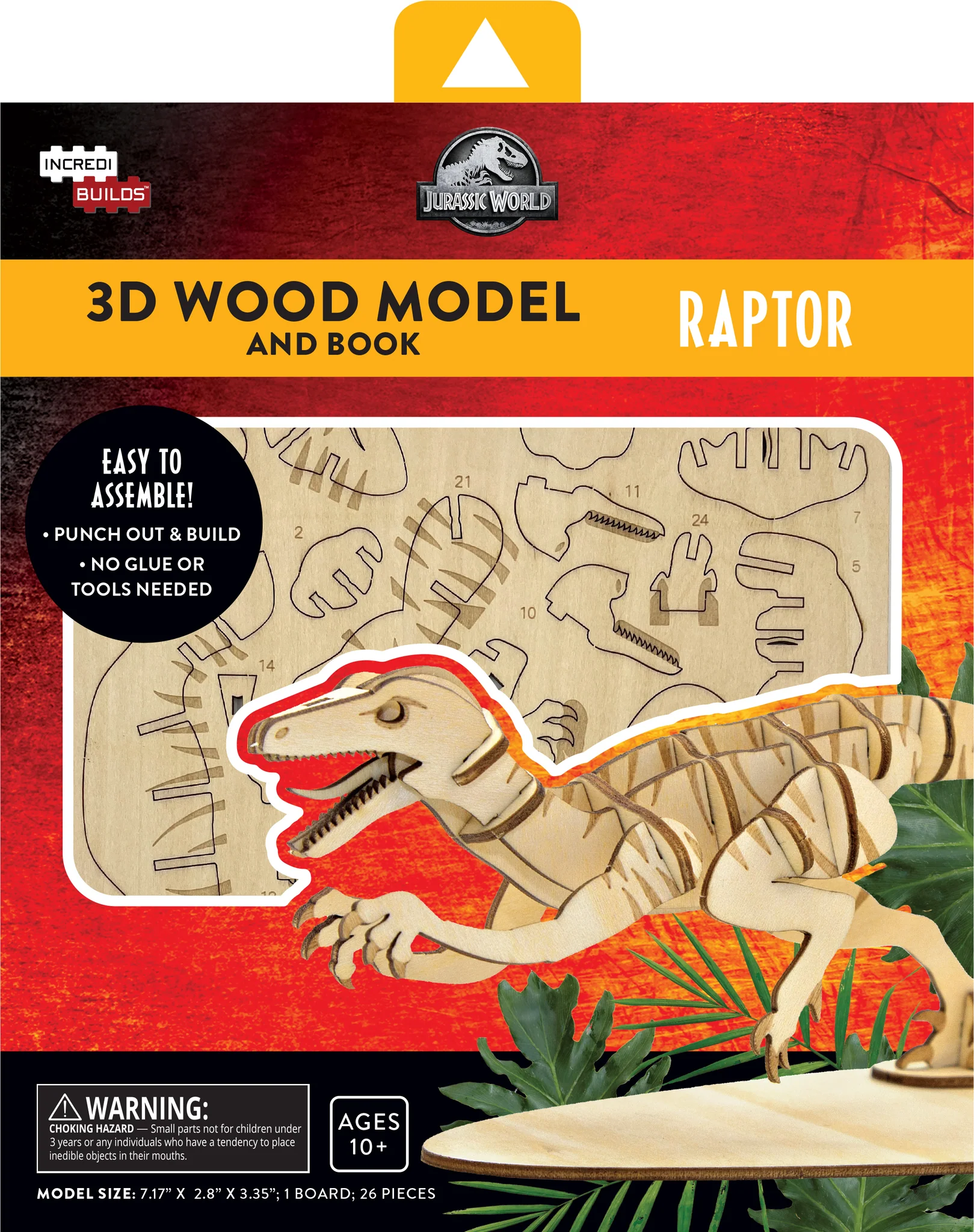 Jurassic World: Raptor 3D Wood Model and Book - Image 2